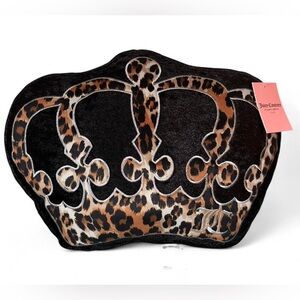 Juicy Couture Black Velvet Leopard Crown Throw Pillow